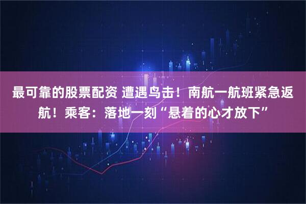 最可靠的股票配资 遭遇鸟击!南航一航班紧急返航!乘客:落地一刻“悬着的心才放下”